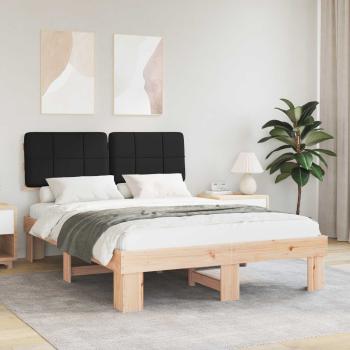 ARDEBO.de - Bettgestell mit gepolstertem Kopfteil Schwarz 150 x 200 cm