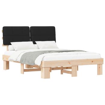 Bettgestell mit gepolstertem Kopfteil Schwarz 140 x 190 cm