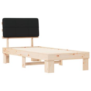 Bettgestell mit gepolstertem Kopfteil Schwarz 100 x 200 cm