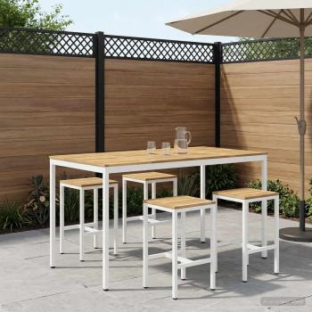 ARDEBO.de - Gartenbar-Tisch NAARDEN Weiß 196 x 100,5 x 105 cm