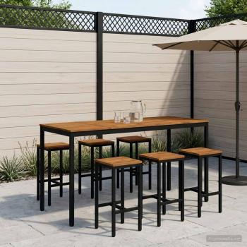 ARDEBO.de - Gartenbar-Tisch NAARDEN Natürlich und Schwarz