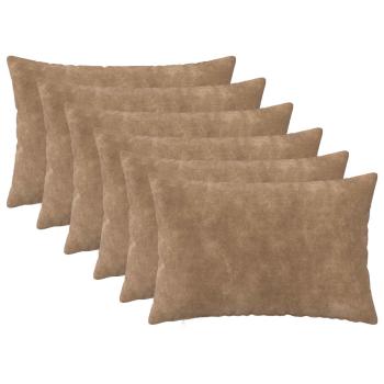 ARDEBO.de - Wurfkissen 6 stk. HEERLEN Taupe 30 x 50 cm Mikrofaser Fleece