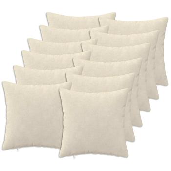 ARDEBO.de - Wurfkissen 12 stk. HEERLEN Creme 45 x 45 cm Mikrofaser Fleece