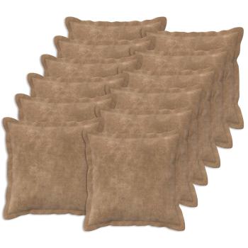 ARDEBO.de - Wurfkissen 12 stk. HOUTEN Taupe 45 x 45 cm Mikrofaser Fleece