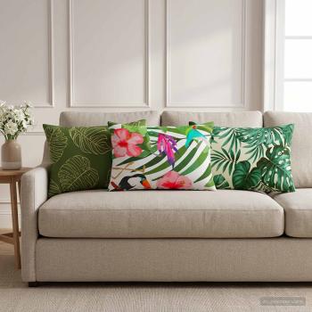 ARDEBO.de - Wurfkissen 6 stk. HEERLEN Blattmuster 30 x 50 cm Polyester