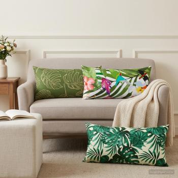 ARDEBO.de - Wurfkissen 2 stk. HEERLEN Blattdesign 40 x 80 cm Polyester