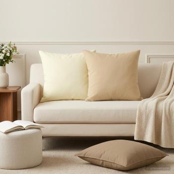 ARDEBO.de - Wurfkissen 2 stk. HEERLEN Creme 50 x 50 cm Polyester