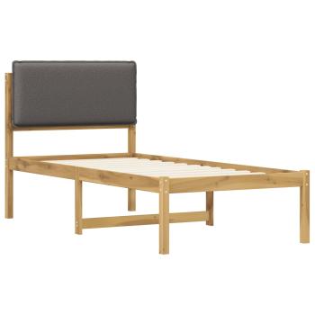 Bettgestell mit gepolstertem Kopfteil Whitewash und Hellgrau