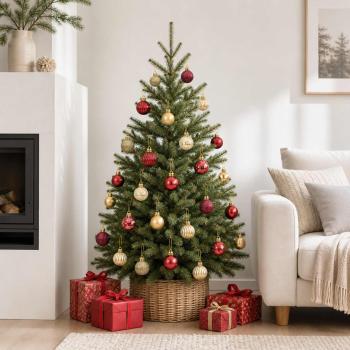 ARDEBO.de - Weihnachtskugelset 150 stk. Gold und Weinrot Durchmesser 3 cm