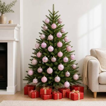 ARDEBO.de - Weihnachtskugelset 36 stk. Rosa Durchmesser 6 cm Polystyrol