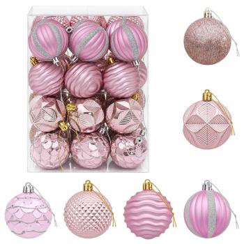 Weihnachtskugelset 36 stk. Rosa Durchmesser 6 cm Polystyrol