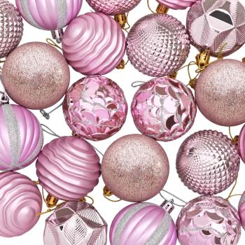 Weihnachtskugelset 36 stk. Rosa Durchmesser 6 cm Polystyrol