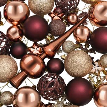 Weihnachtskugelset 111 stk. Champagner und Braun