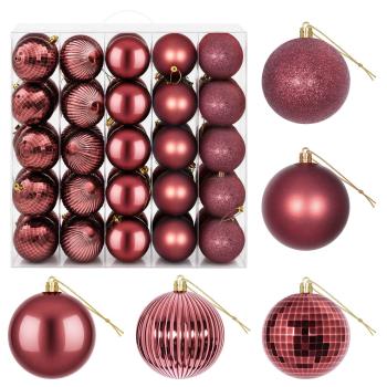 Weihnachtskugelset 50 stk. Weinrot Durchmesser 8 cm Polystyrol
