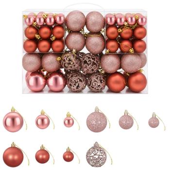 Weihnachtskugeln 100 Stk. Rosa und Rose 3 / 4 / 6 cm