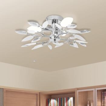 ARDEBO.de - Deckenleuchte Weiße & Klare Acrylglas-Blätter 3 × E14-Lampen