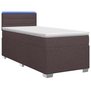 Boxspringbett mit Matratze und LED Dunkelbraun 90 x 200 cm