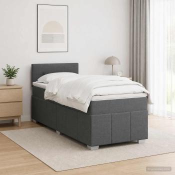 ARDEBO.de - Boxspringbett mit Matratze Dunkelgrau 100 x 200 cm Stoff