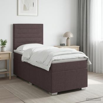 ARDEBO.de - Boxspringbett mit Matratze Dunkelbraun 100 x 200 cm Stoff