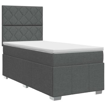 Boxspringbett mit Matratze Dunkelgrau 100 x 200 cm Stoff
