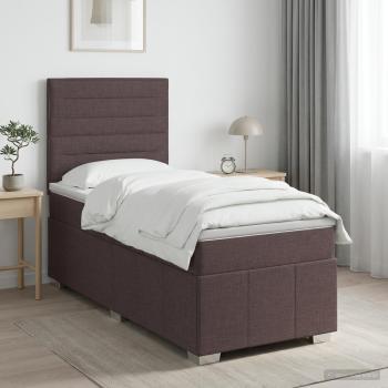 ARDEBO.de - LED Boxspringbett mit Matratze Dunkelbraun 100 x 200 cm Stoff