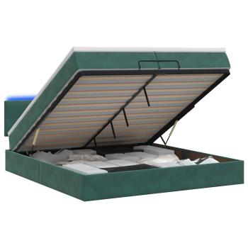 Ottoman-Bett mit Matratze und LED Dunkelgrün 200 x 200 cm Samt