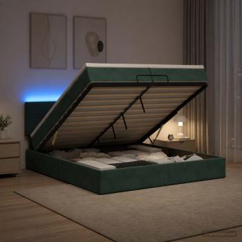 Ottoman-Bett mit Matratze und LED Dunkelgrün 200 x 200 cm Samt