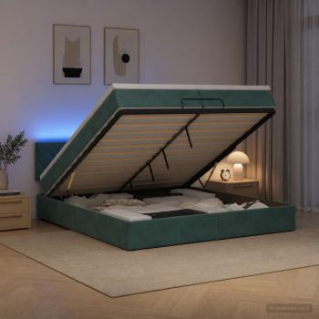 Ottoman-Bett mit Matratze und LED Dunkelgrün 200 x 200 cm Samt