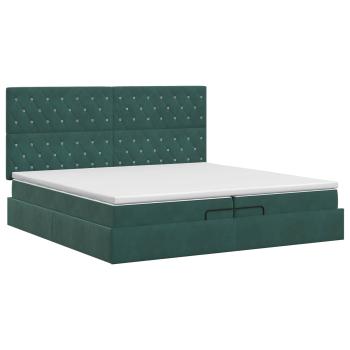 Ottoman Bett mit Matratze Dunkelgrün 200 x 200 cm Samt