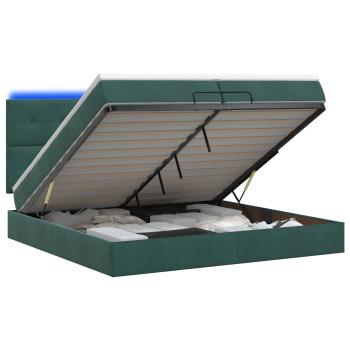Ottoman-Bett mit Matratze und LED Dunkelgrün 200 x 200 cm Samt