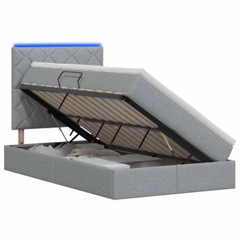 LED-Speicherbett mit Matratze Hellgrau 120 x 200 cm Stoff