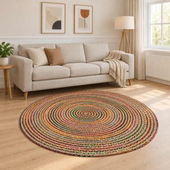 ARDEBO.de - Bereichsteppich Mehrfarbig Ø 210 cm Jute