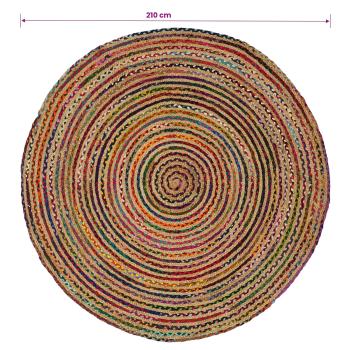 Bereichsteppich Mehrfarbig Ø 210 cm Jute