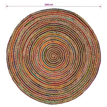 Bereichsteppich Mehrfarbig Ø 240 cm Jute