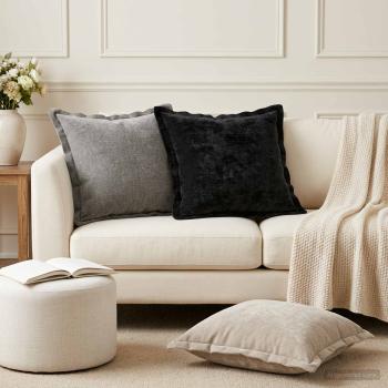 ARDEBO.de - Wurfkissen 6 stk. HOUTEN Dunkelgrau 50 x 50 cm Chenille-Stoff