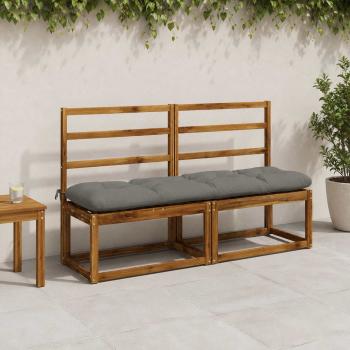 ARDEBO.de - Bankkissen VIANEN 2 stk. 100 % Polyester Grau 140 x 40 x 12 cm