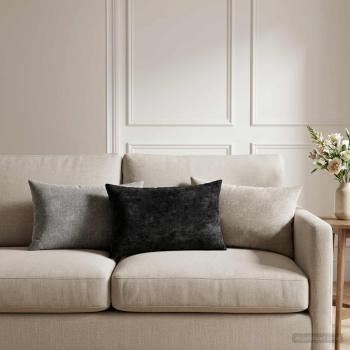 ARDEBO.de - Wurfkissen 6 stk. HEERLEN Dunkelgrau 40 x 60 cm Chenille-Stoff