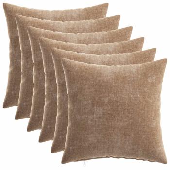 Wurfkissen 6 stk. HEERLEN Braun 35 x 35 cm Chenille-Stoff