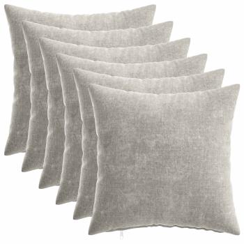 Wurfkissen 6 stk. HEERLEN Hellgrau 30 x 30 cm Chenille-Stoff