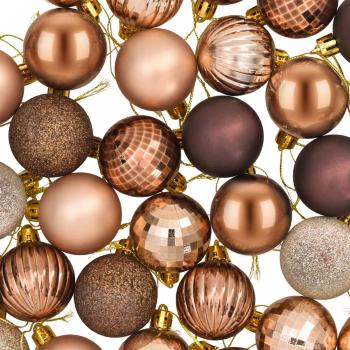 Weihnachtskugelset 100 stk. Champagner und Braun 4 cm