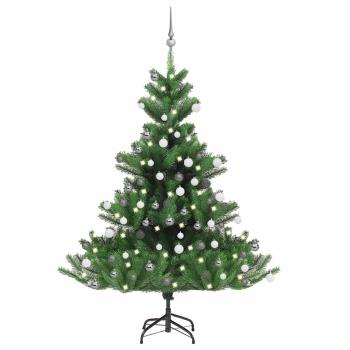 ARDEBO.de - Künstlicher Weihnachtsbaum Nordmann LED & Kugeln Grün 150 cm