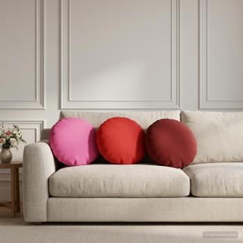 ARDEBO.de - Wurfkissen 2 stk. HEERLEN Weinrot Durchmesser 40 cm Polyester