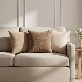 ARDEBO.de - Wurfkissen 2 stk. HEERLEN Creme 40 x 40 cm Chenille-Stoff