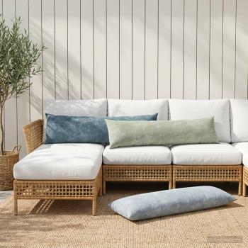 ARDEBO.de - Wurfkissen HEERLEN Blau 40 x 145 cm Chenille-Stoff