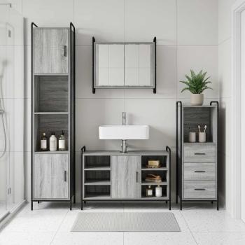 ARDEBO.de - Badezimmerschrank-Set 4 stk. Sonoma-Grau 40 x 36 x 181 cm
