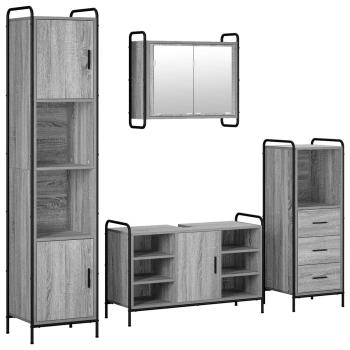 Badezimmerschrank-Set 4 stk. Sonoma-Grau 40 x 36 x 181 cm