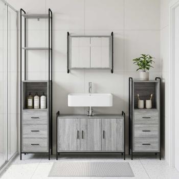 ARDEBO.de - Badezimmerschrank-Set 4 stk. Sonoma-Grau 40 x 36 x 200,5 cm