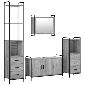 Badezimmerschrank-Set 4 stk. Sonoma-Grau 40 x 36 x 200,5 cm