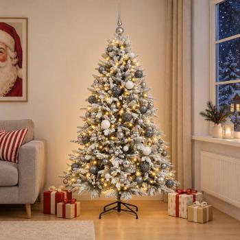 ARDEBO.de - Künstlicher Weihnachtsbaum mit Weihnachtskugel 210 cm 300 LEDs
