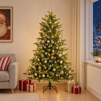Künstlicher Weihnachtsbaum mit Weihnachtskugel 180 cm 300 LEDs